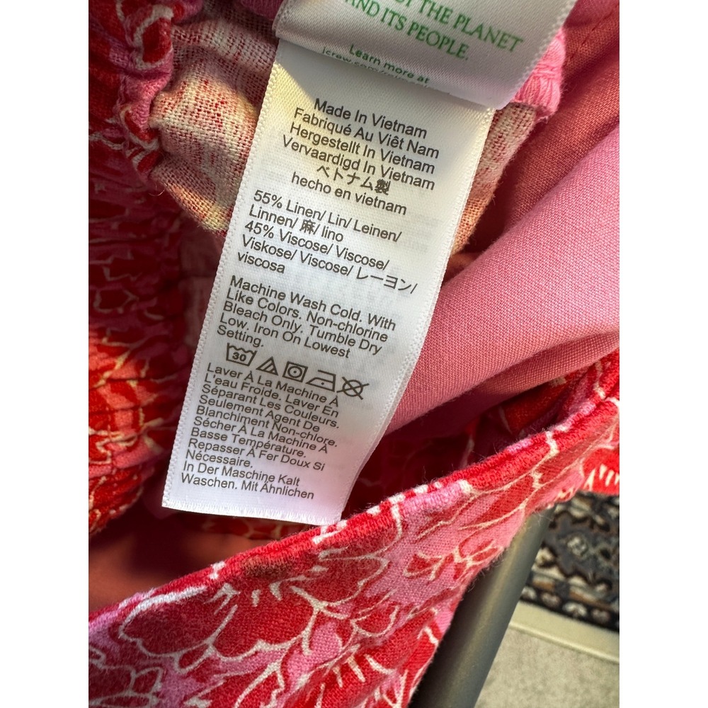 J.Crew Floral Linen Blend Elastic Back Shorts BY449 Red Pink Women's Size 12 - Picture 8 of 13